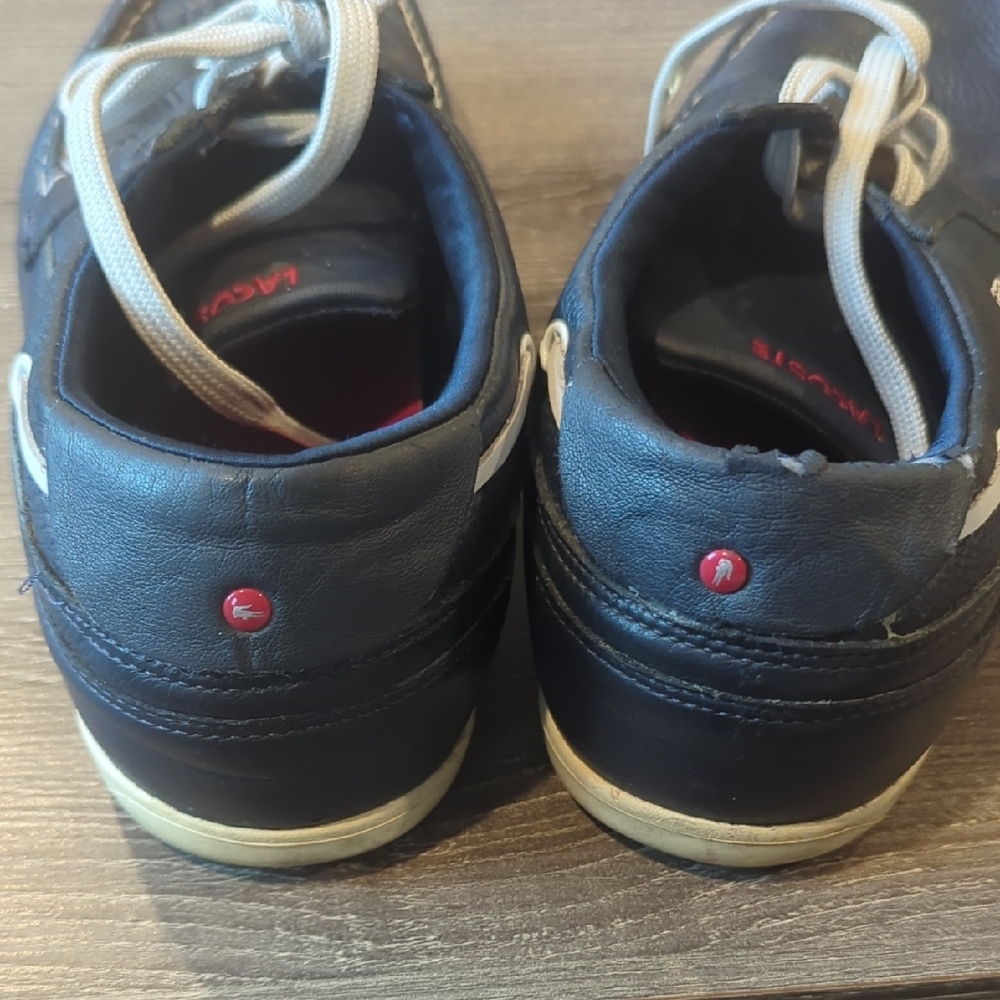 🔥Price Drop🔥Lacoste Navy Blue Leather Boat Shoes with White Laces - Picture 6 of 16